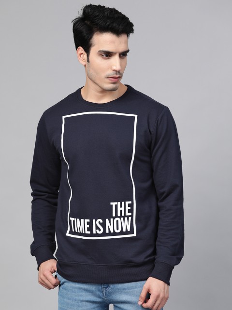 

Metronaut Men Navy Blue & White Typography Print Sweatshirt