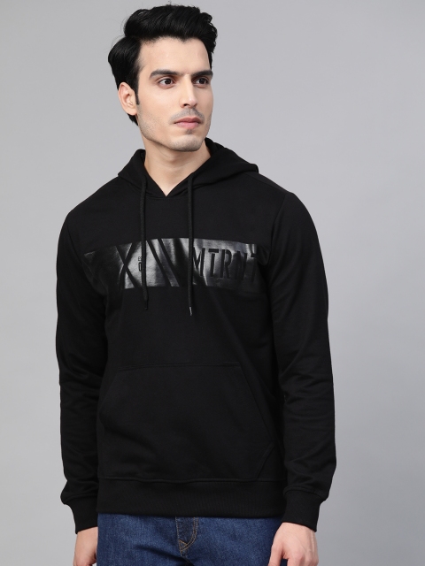 

Metronaut Men Black Alphanumeric Print Hooded Sweatshirt