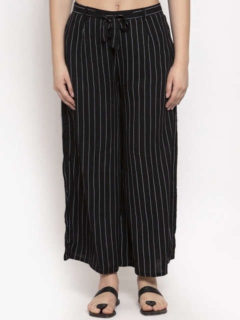 

Clora Creation Women Black Striped Wide Leg Palazzos