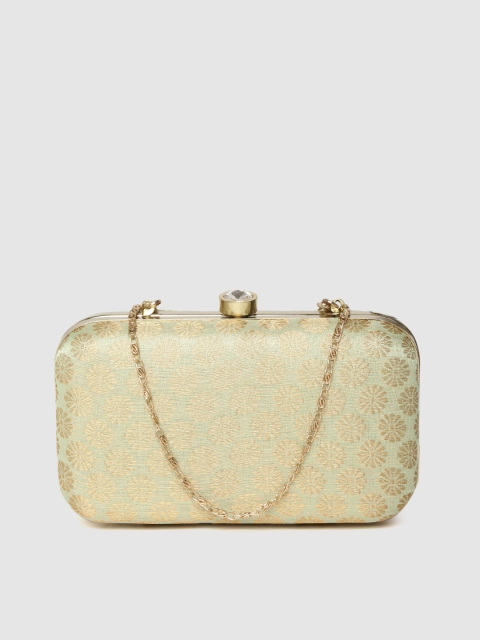 

Anekaant Green & Gold-Toned Woven Design Box Clutch