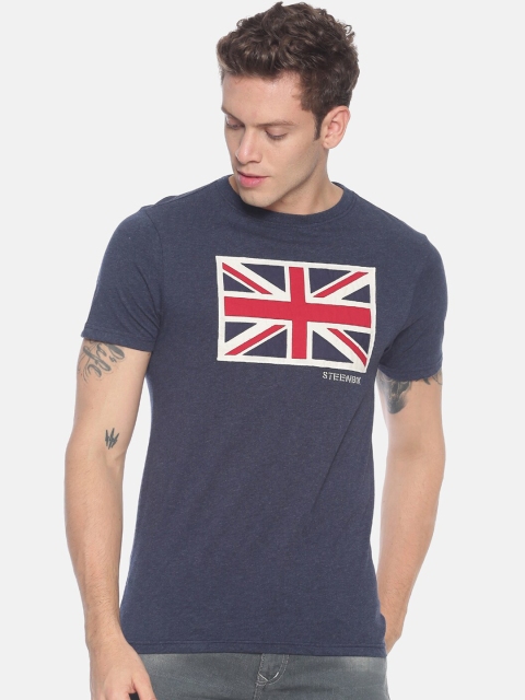 

Steenbok Men Navy Blue Printed Round Neck T-shirt