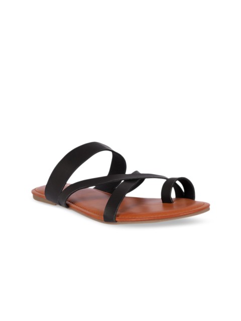 

Sole To Soul Women Black Solid One Toe Flats