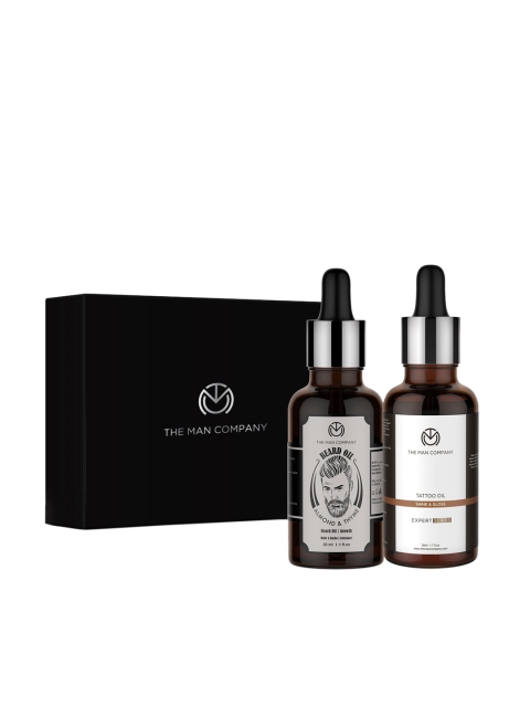 

THE MAN COMPANY Almond & Thyme Beard & Tattoo Oil Care Set 30ml + 50ml, White