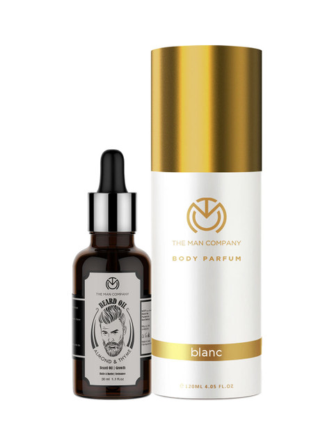 

The Man Company Pack of 2 Almond Thyme Beard Oil & Blanc Deodorant 150 ml, White