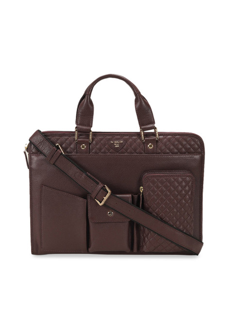 

Da Milano Unisex Burgundy Textured Leather Laptop Bag