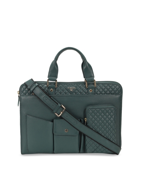 

Da Milano Unisex Green Textured Leather Laptop Bag