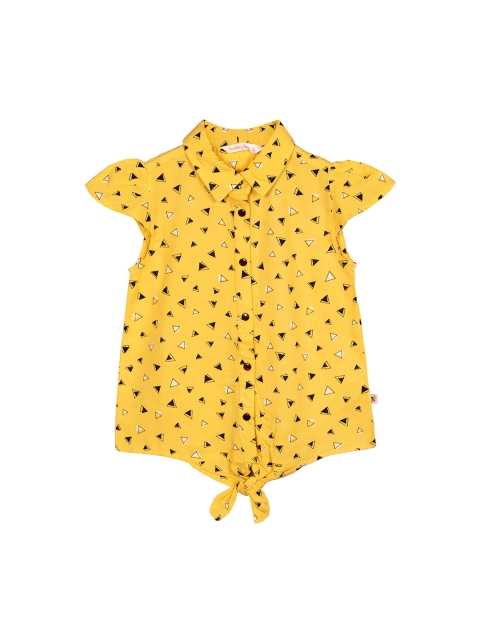 

Budding Bees Girls Yellow Printed Shirt Style Top