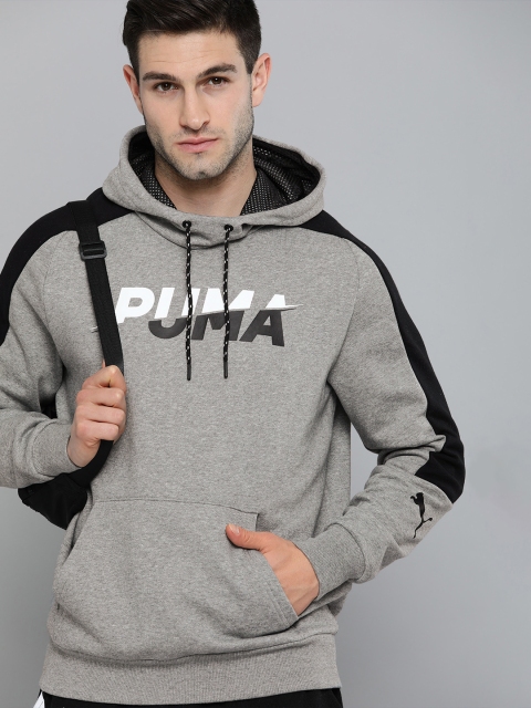 

Puma Men Grey Melange Printed dryCELL Modern Sports Hooded Sweatshirt