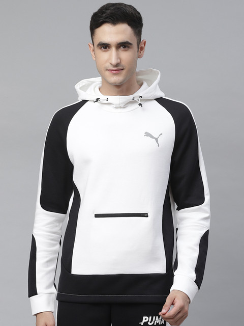 

Puma Men White & Black Evostripe Colourblocked Hoodie