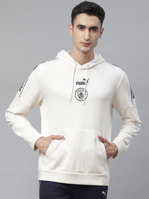 

Puma Men Off-White & Navy Blue Manchester City FC ftblCulture Back Print Hoodie Sweatshirt