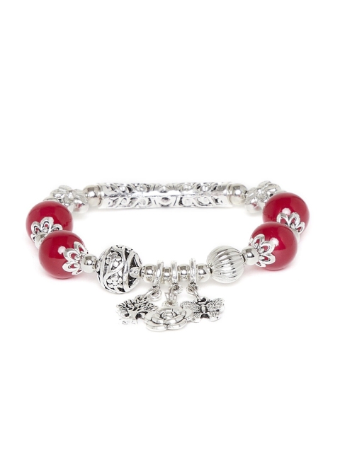 

ZeroKaata Silver-Toned & Red Bracelet