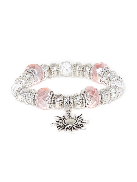 

ZeroKaata Silver-Toned Metal Elasticated Sun Charm Bracelet
