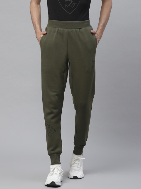 

Puma Men Olive Green Rebel Pants Bold FL CL Solid Joggers