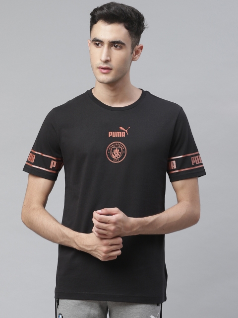 

Puma Men Black Brown Manchester City ftblCULTURE Back Printed Football Pure Cotton T-shirt