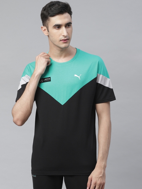 

PUMA Motorsport Men Black Green MAPM Mercedes MCS Colourblocked Pure Cotton Motorsport T-shirt