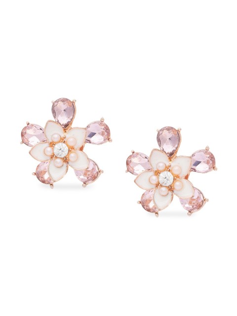 

Globus Rose Gold-Plated & White CZ Studded Floral Studs