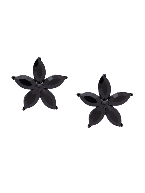 

Globus Silver-Plated & Black Floral Studs