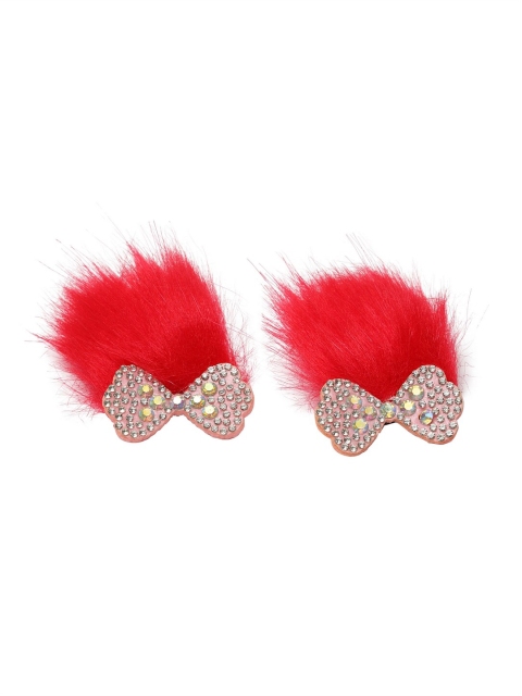 

Stoln Girls Red & Silver Set of 2 Fur Alligator Hair Clip