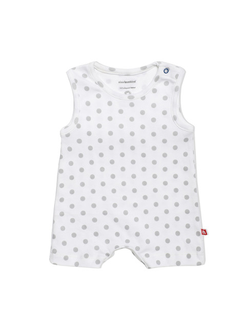 

Nino Bambino Infant Unisex Kids White & Grey Printed Pure Organic Cotton Romper