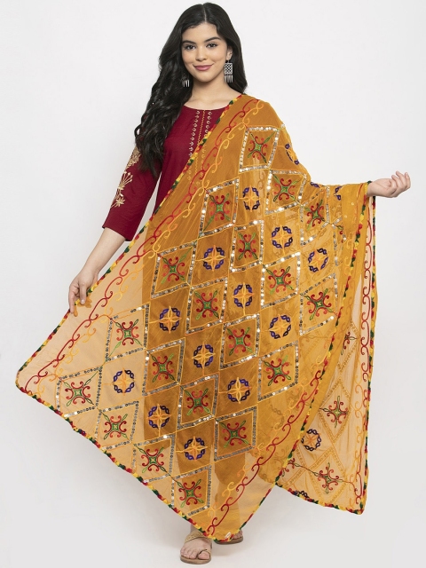 

Clora Creation Mustard Yellow Embellished Dupatta