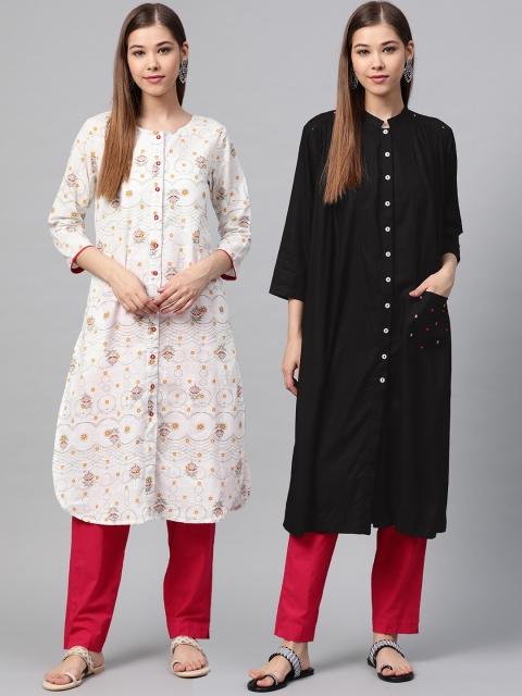 

Sangria Women Pack Of 2 Straight Kurta, Black