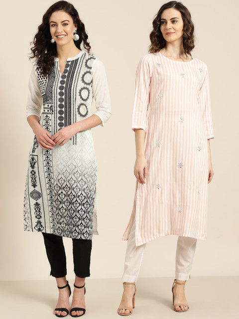 

Sangria Women Pack Of 2 Straight Kurta, Pink