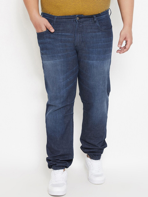 

Instafab Plus Size Men Navy Blue Regular Fit Mid-Rise Clean Look Jeans