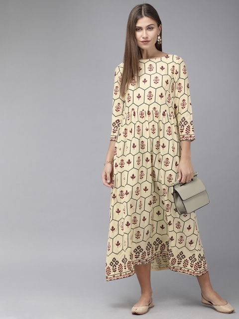 

Anouk Women Off-White Printed Fit and Flare Dress