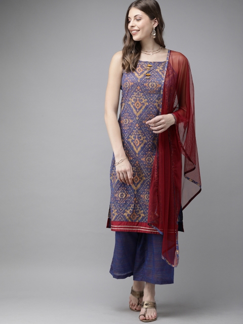 

Anouk Women Navy Blue & Golden Printed Kurta with Palazzos