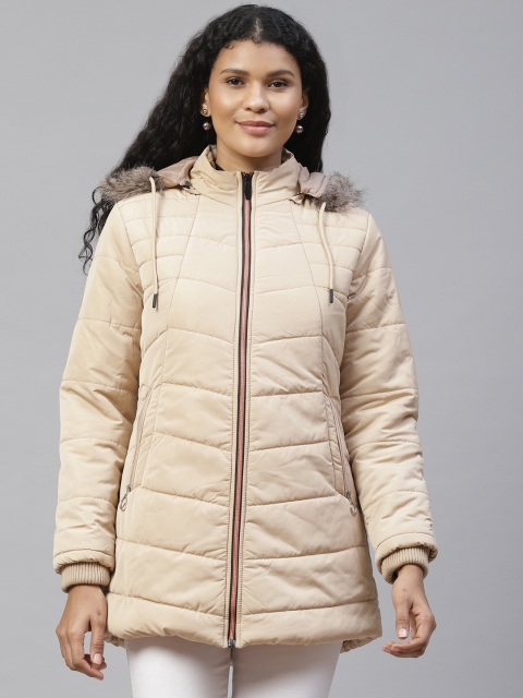 

Foreign Culture By Fort Collins Women Beige Solid Lightweight Parka Jacket