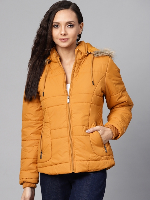 

Foreign Culture By Fort Collins Women Mustard Yellow Solid Lightweight Parka Jacket