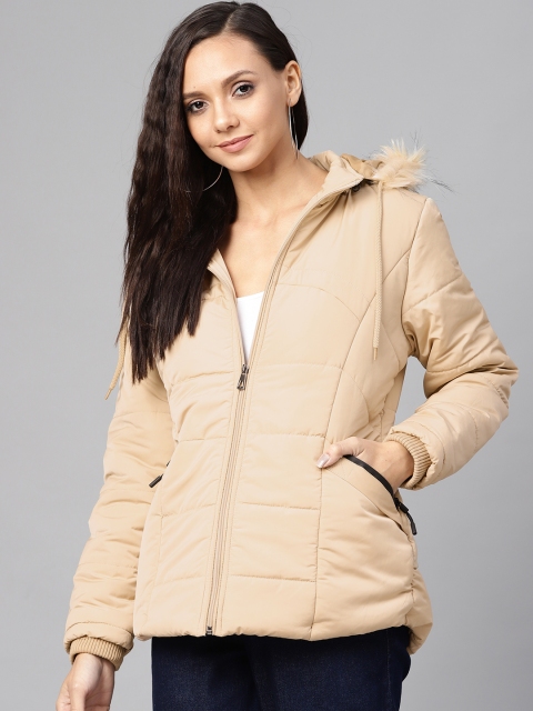 

Foreign Culture By Fort Collins Women Beige Solid Lightweight Parka Jacket