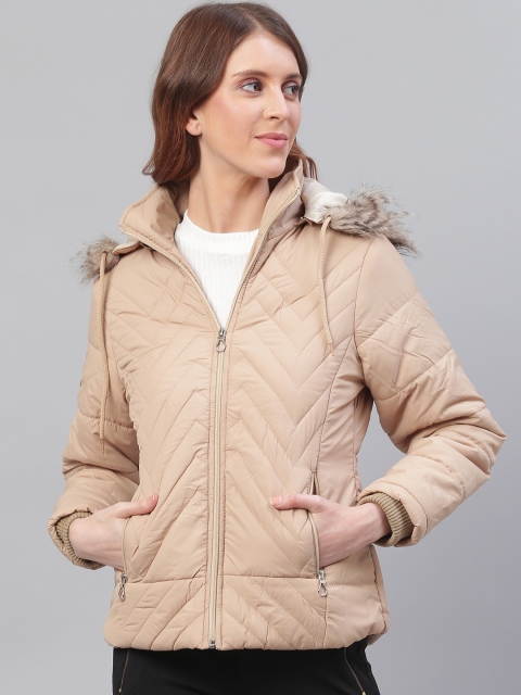 

Foreign Culture By Fort Collins Women Beige Hooded Lightweight Parka Jacket