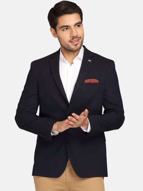 

Theme Men Navy Blue Single-Breasted Casual Blazer