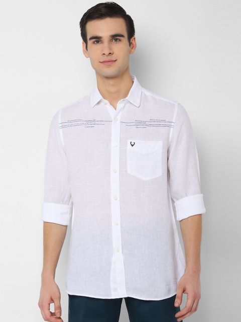 

Allen Solly Men White & Navy Blue Slim Fit Embroidered Casual Shirt