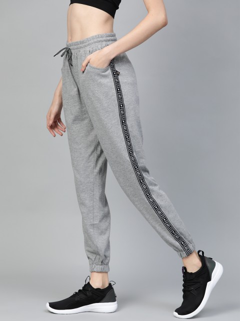 

Hubberholme Women Grey Melange Slim Fit Solid Side Taping Joggers