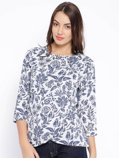 

Pepe Jeans White & Navy Printed Top