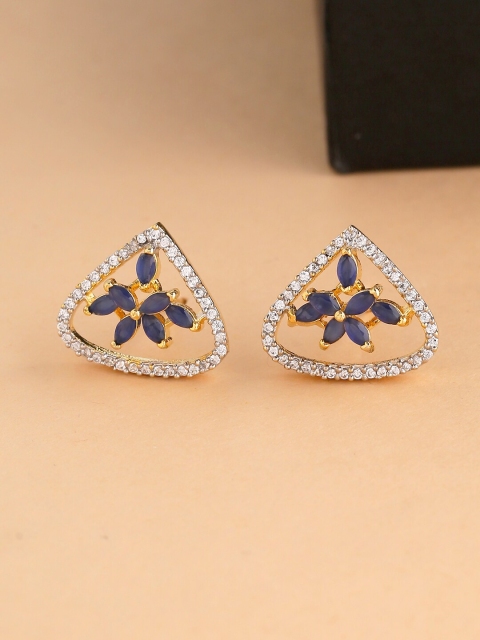 

Tistabene Blue & Silver-Toned Gold-Plated Contemporary Studs