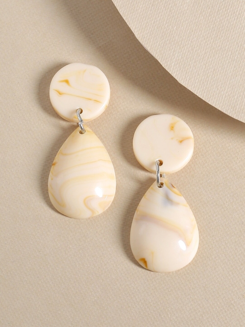 

Tistabene Cream-Coloured Teardrop Shaped Drop Earrings