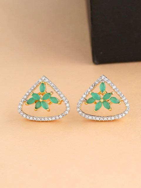 

Tistabene Gold-Plated & Green Contemporary Studs