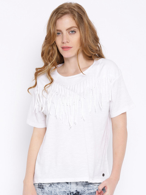 

Pepe Jeans White Fringed Top
