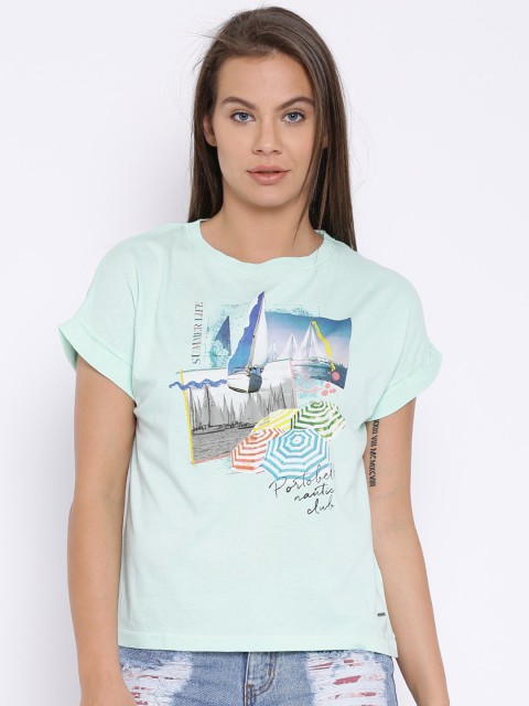 

Pepe Jeans Turquoise Blue Printed T-shirt