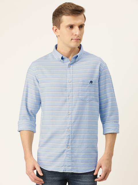 

Aeropostale Men Blue & White Regular Fit Striped Casual Shirt