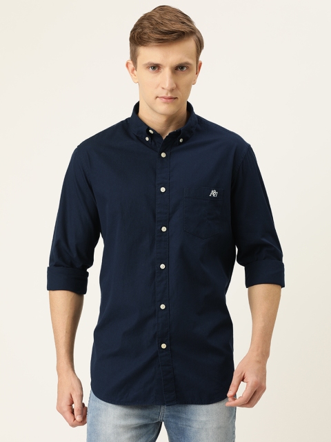 

Aeropostale Men Navy Blue Regular Fit Solid Casual Shirt