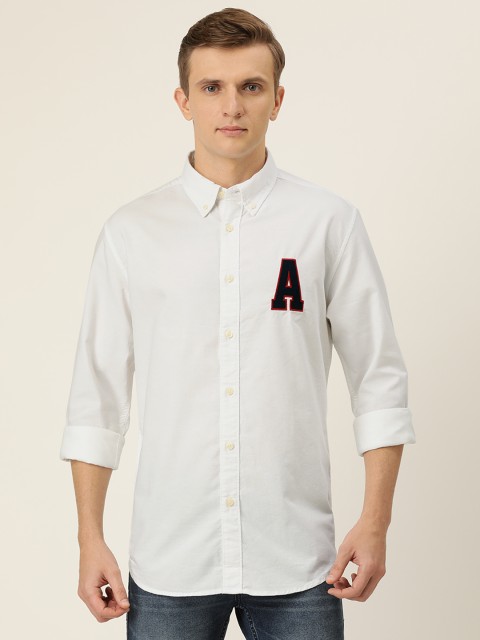 

Aeropostale Men White Regular Fit Solid Casual Shirt With Applique