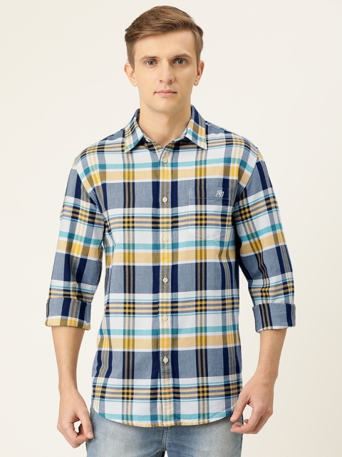 

Aeropostale Men White & Yellow Regular Fit Checked Casual Shirt