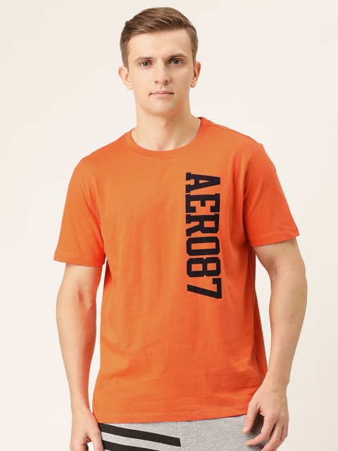 

Aeropostale Men Orange Printed Round Neck T-shirt