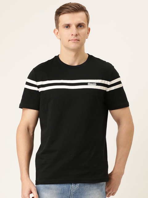 

Aeropostale Men Black & White Striped Round Neck T-shirt