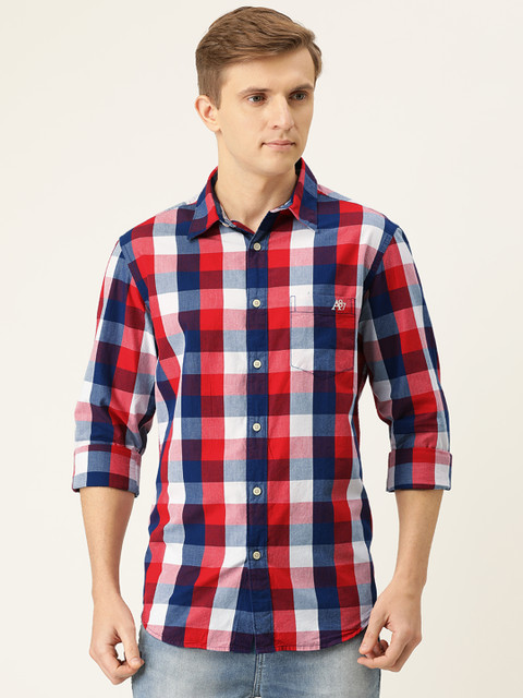 

Aeropostale Men Red & Blue Regular Fit Checked Casual Shirt
