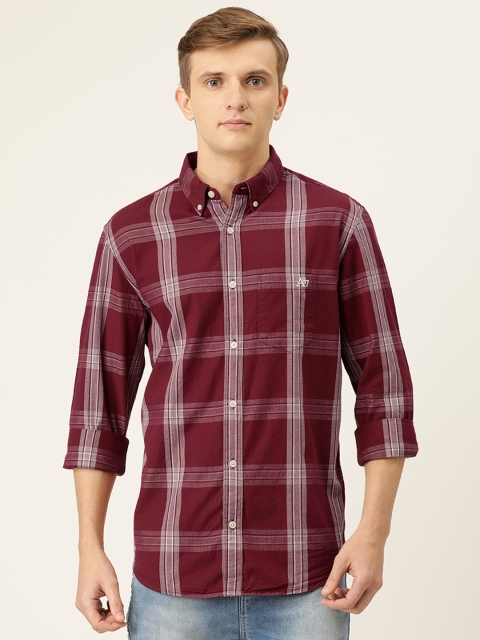 

Aeropostale Men Maroon & White Regular Fit Checked Casual Shirt